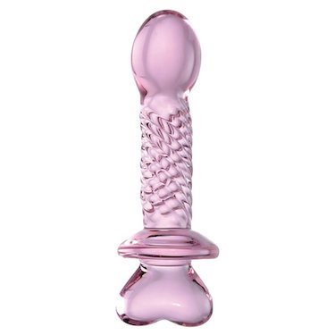 pink heart swirled glass dildo